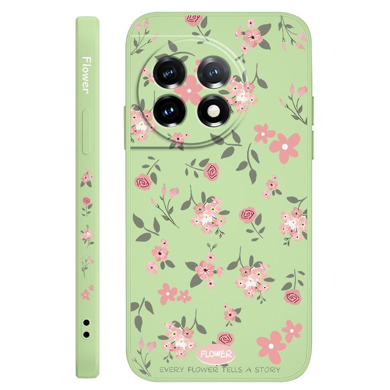 

Floral Scent Phone Case For Oneplus 12 12R 11 11R 10 10R 10T 9R 9RT 9 8T 8 7 7T Pro 5G Liquid Silicone Cover OnePlus 10T светло-зеленый