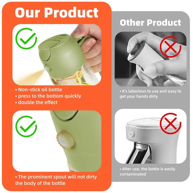 Oil Spray Bottle Camping BBQ Cooking Kitchen Baking Olive Oil Soy Sauce Dispenser Vinegar Air Fryer Sprayer Gadgets