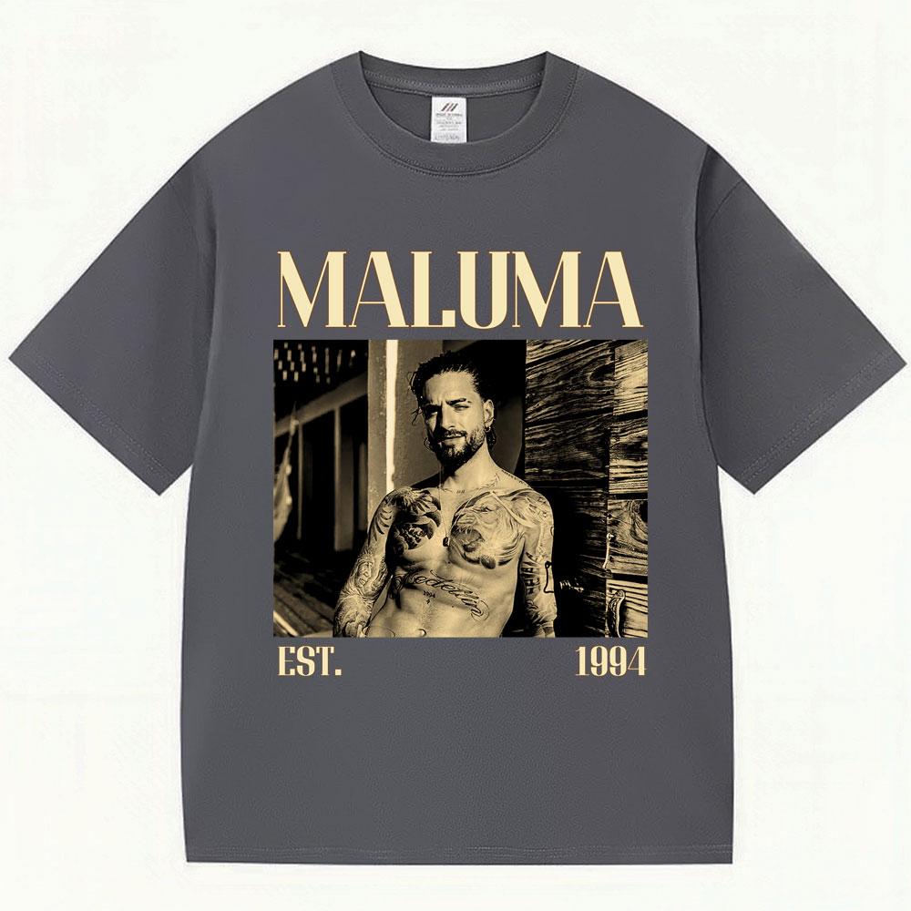 T-shirt Grafiche Rapper MALUMA da Uomo Hip Hop Stile Vintage Manica Corta Moda Gotica Cotone Oversize