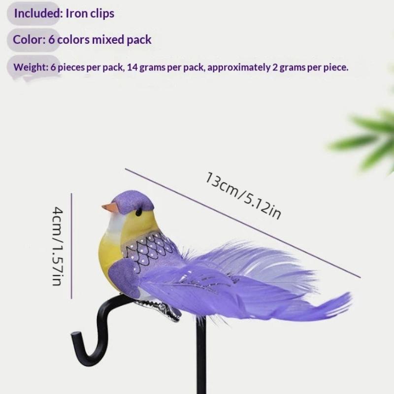 6Pcs Simulation Feather Birds Models Fake Foam Artificial Birds Diy Wedding Home Garden Ornament Decoration Tree Decor
