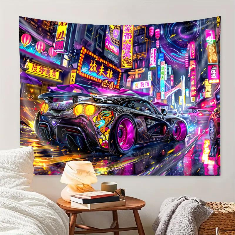 Neon Racing Style Wall Hanging PaintingBlacklight UV ReactionPerfect for decorating the bedroomLiving room and dormitory wall