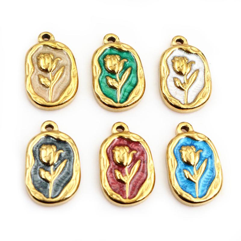 2-4pcs Enamel Stainless Steel Flower Coral Fish Charms Pendant DIY Jewelry Making Accessories Findings for Necklace Earrings