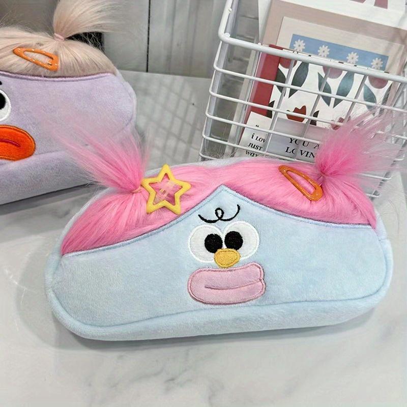 

Забавная большая вместительная плюшевая сумка для карандашей, креативный мультяшный большой рот, сумка для хранения ручек для девочек, портативный школьный канцелярский подарок синий