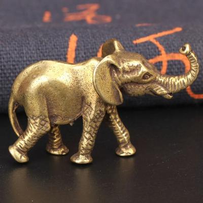 Figuritas de elefante en miniatura de bronce antiguo, adornos de mesa para mascotas, decoraciones de cobre sólido, artesanías de animales, decoración del hogar, sala de estar