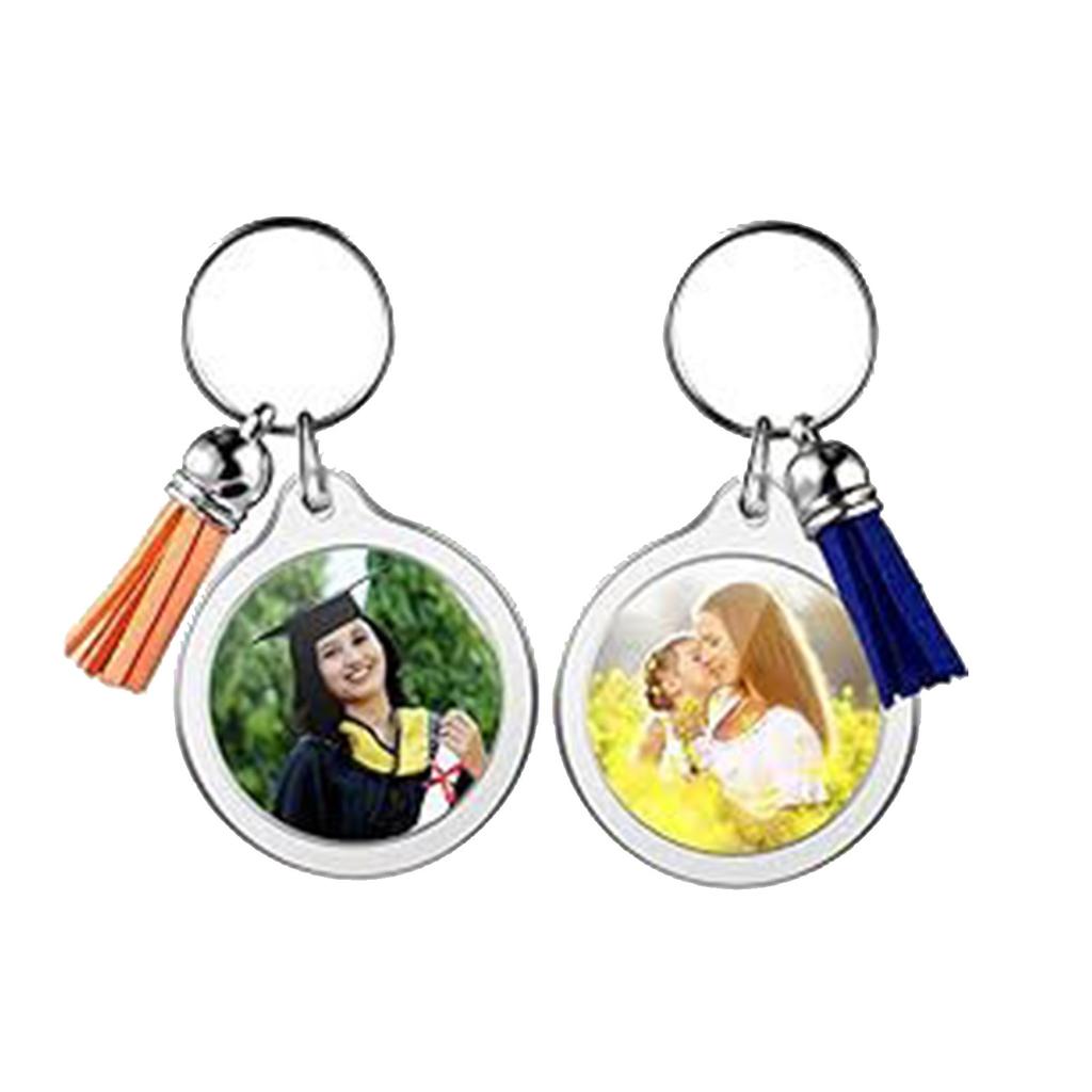 Pack of 50 Acrylic Round Frame Keychains Round Key Rings Jewelry Blank Photo Frame Keychain Ornament DIY Kit