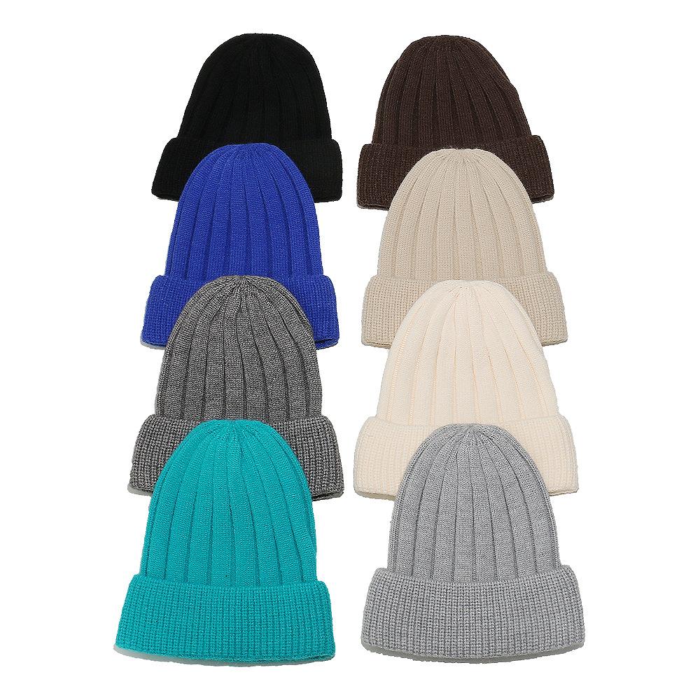 Hurtownia wełniana czapka damska jesienno-zimowa jednolita kolorystycznie outdoorowa czapka termiczna czapka typu pulower w paski czapka dziergana męska i damska