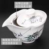 Anti-scalding teapot ceramic cover bowl large tea cup Kung Fu tea set Sancai Pu'er tea bowl hand-held teapot white porcelain