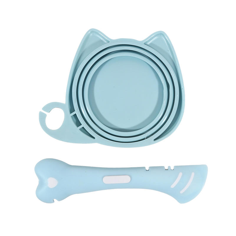 

Reusable Dog Cat Food Can Lid And Spoon Set Multifunctional Pet Wet Food Feeding Scoop Sealed Pet Leak-proof Food Storage синій