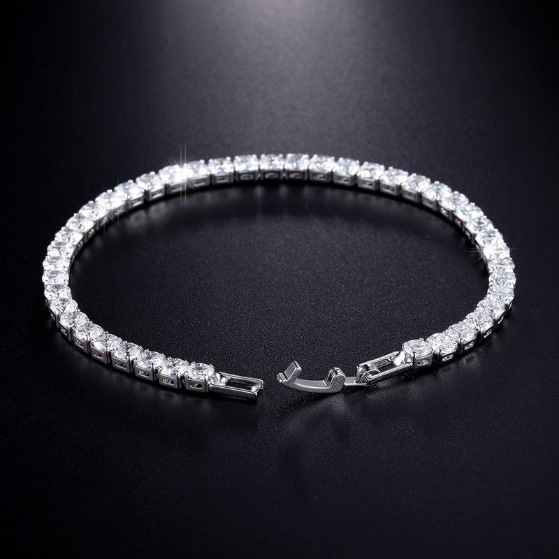 Luxury Hiphop Iced Out 4mm Cubic Zirconia Crystal Tennis Bracelets For Women Men Gold Color Silver Color Bracelet Chain Jewelry