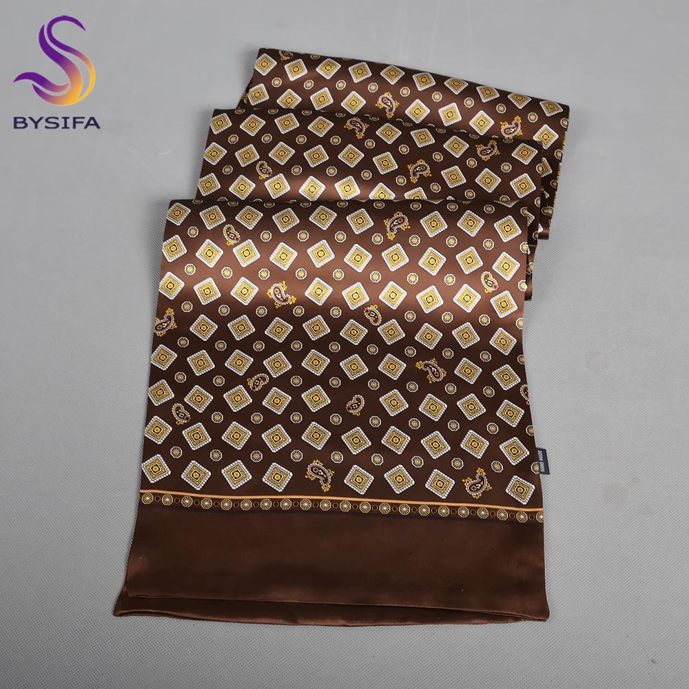 BYSiIFY|light Coffee Plaid Silk Cravat Scarf Men Winter Fashion Business Long Scarves Cravats Male Brand Soft Scarf Tie 160*26cm