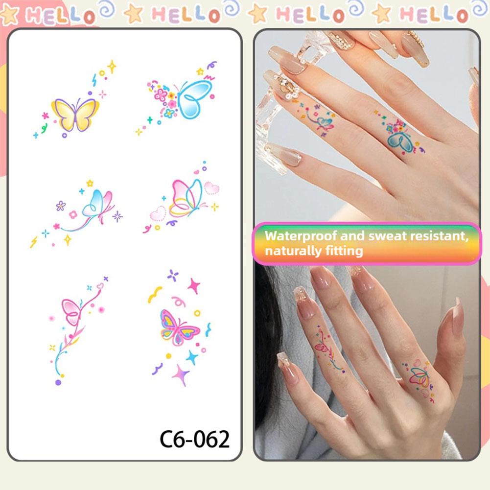 Small Pattern Simple Butterfly Flowers Color Tattoo Back Girls Lasting Tattoo Stickers Waterpro X7M8