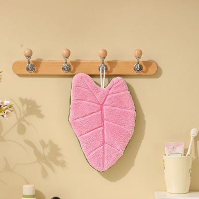 New Double-layer Leaf Style Hand Towel Thickened Absorbent Hanging Hand Cloth Speed Dry Handkerchief Rag for Kitchen Bathroom