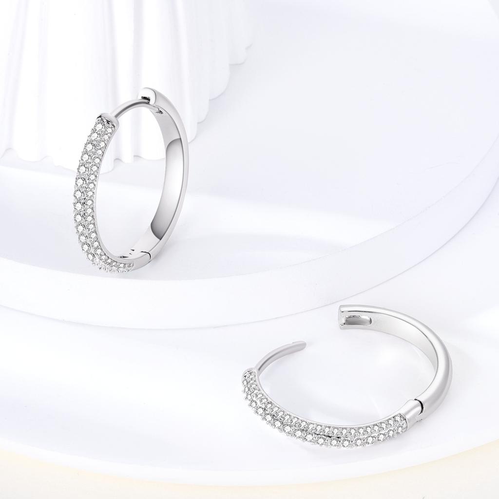 Woman Earring 925 Silver Hoop Earring Round Shape Pendientes Exquisite Jewelry