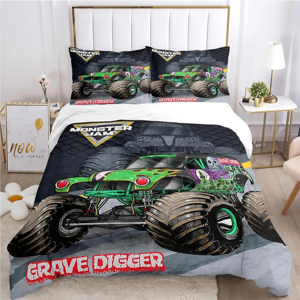 Cartoon Monster Truck All Season Duvet Cover Comforter Bedding Sets Soft Quilt Cover and Pillowcases SingleDoubleQueenKing