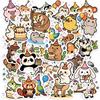 50/100 Pcs Cartoon Animal Birthday Stickers DIY Easy Peel for Scrapbook Phone Suitcase Pen Holder Lunch Box Cup Car Decals