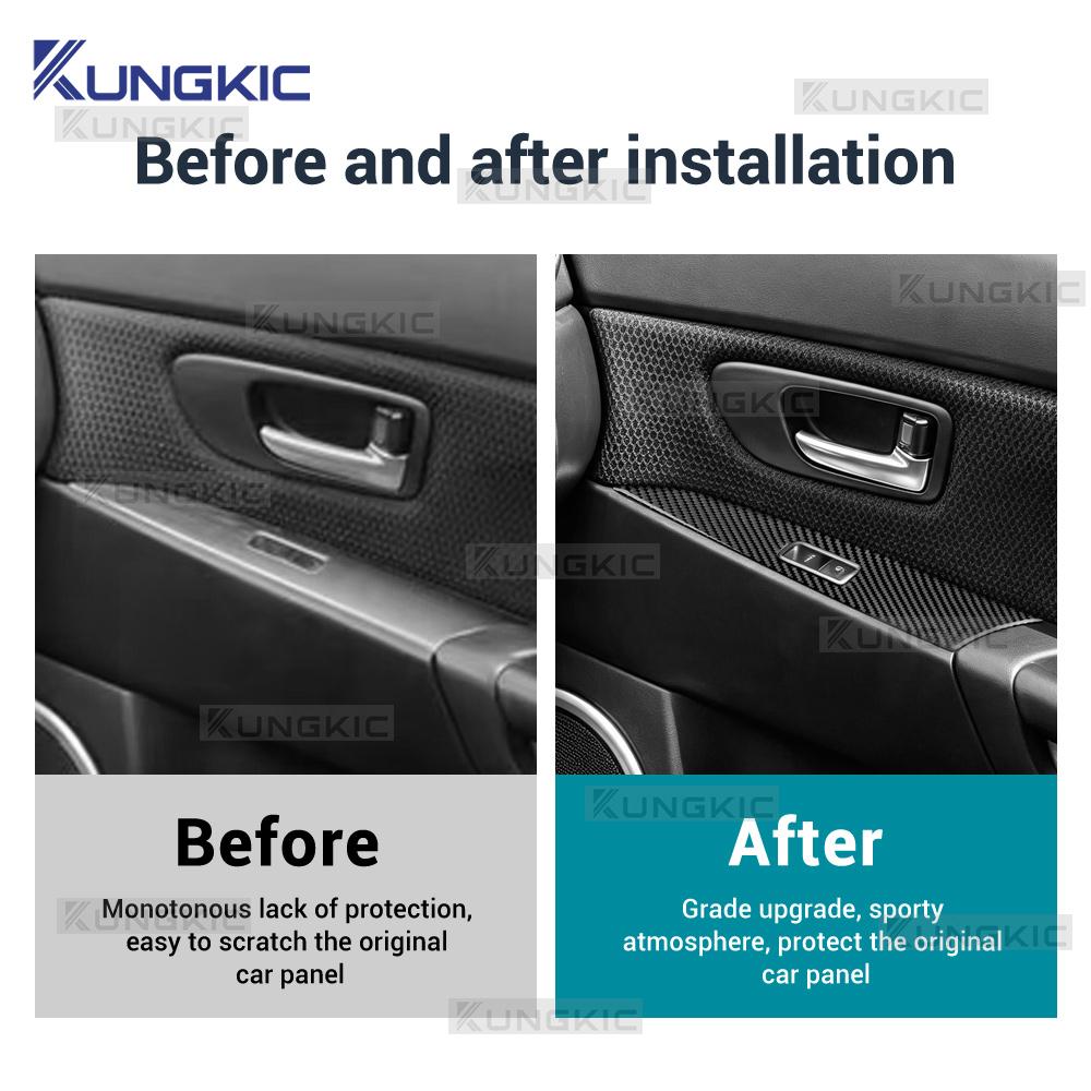 Real Soft Carbon Fiber Sticker For Mazda 3 BK 2004 2005 2006 2007 2008 2009 Window Control Panel Trim LHD RHD Car Accessories