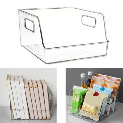 Book Storage Container Fridge Organizer Bin Clear Drawer Box for Pantry Home Kitchen