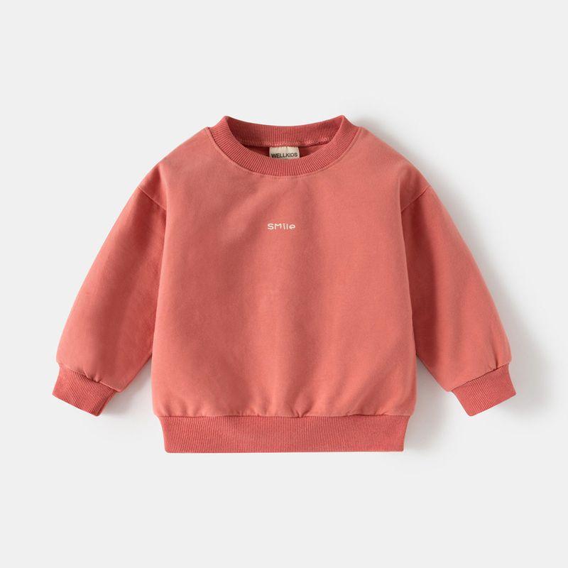 Children's round Neck Hoodie Spring and Autumn Children's Clothing Korean-Style Boys and Girls Letters Print Top Baby Casual Pullover