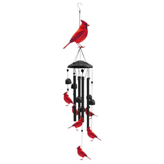 Red Bird Wind Chime with 4 Tubes Weather-resistant Vintage Indoor Outdoor Garden Yard Patio Hanging Metal Wind Bell Decoration