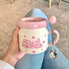 High-value Ins Wind Mug with Lid, Cute Ceramic Cup, Couple Water Cup, Household Birthday Gift for Girls