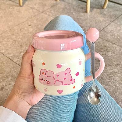 Hoogwaardige ins-stijl mok met deksel, schattige keramische beker, waterbeker voor koppels, huishoudelijk verjaardagscadeau voor meisjes
