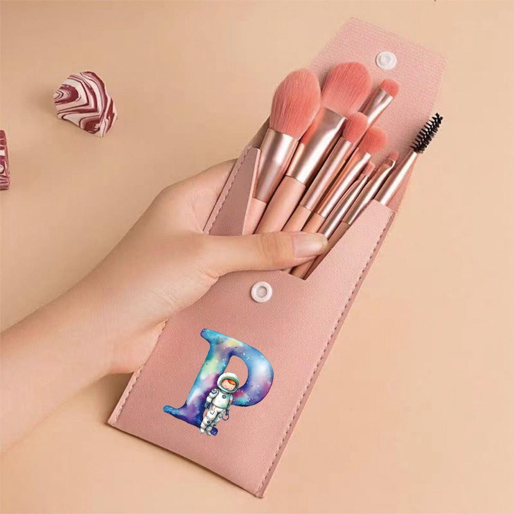 Premium Makeup Brushes Kit 8 Pieces Portable Blush Concealer Eyeshadow Brushes Synthetic Bristles Astronaut Letter Pattern