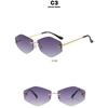 Women's sunglasses, men's and women's fashion snakehead rhombus sunglasses, frameless trimmed metal sunglasses
