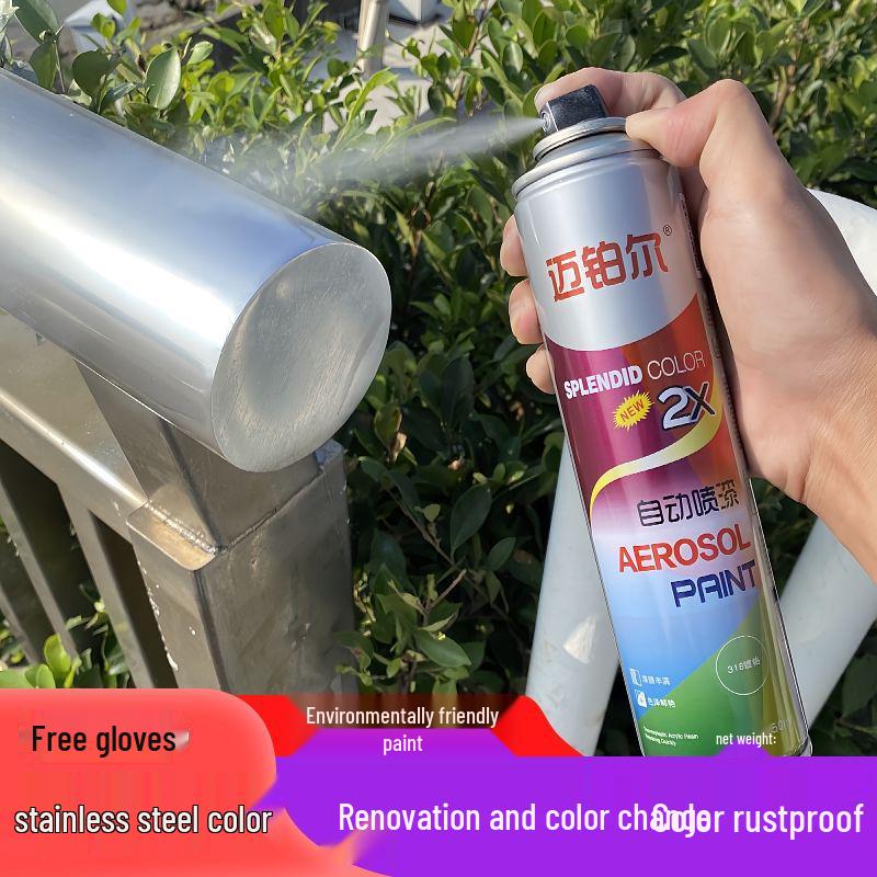 Chrome Self-Spray Stainless Steel & Rust-Proof Paint for Electroplated Metals, Galvanized Surfaces in Silver, Black, & White