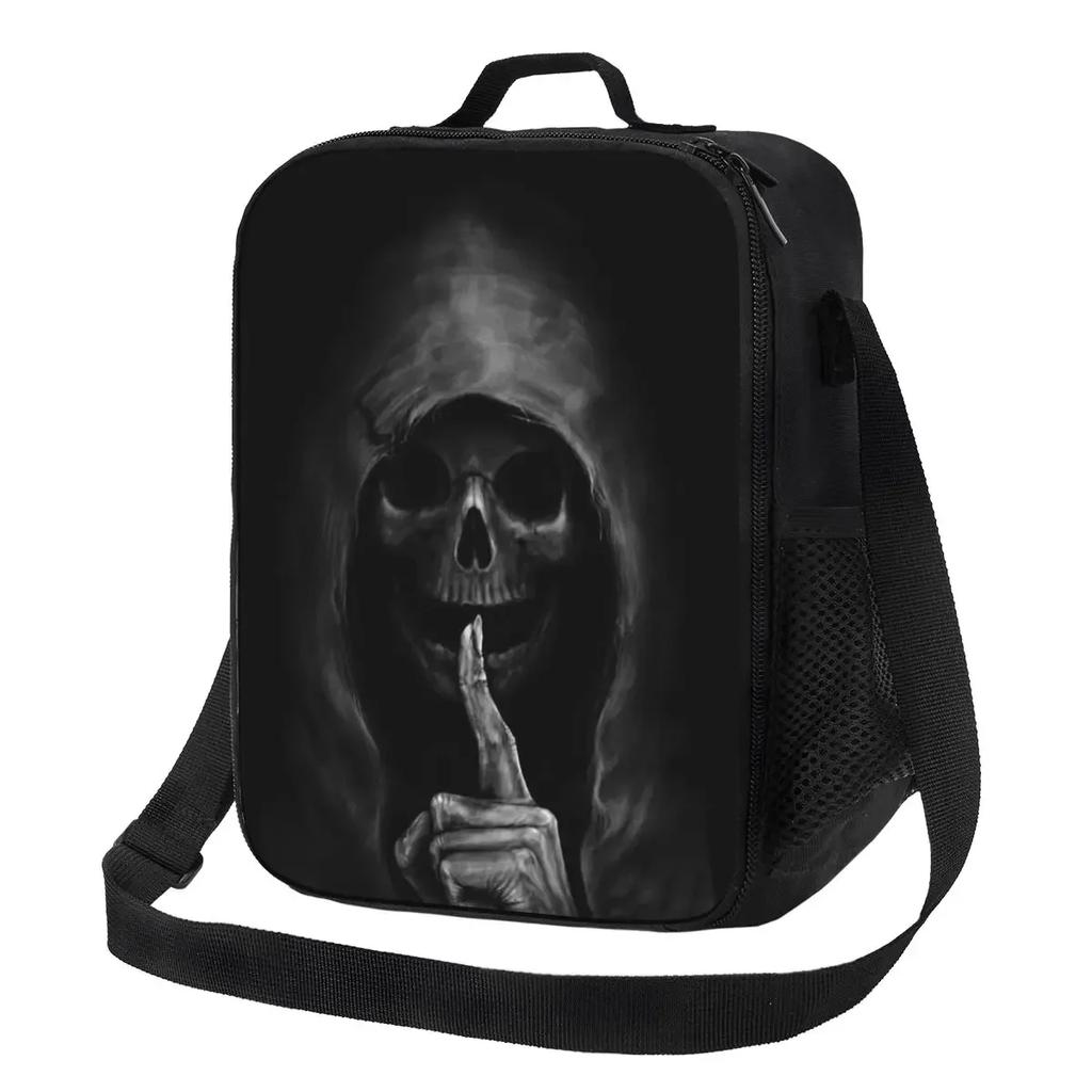 Grim Reaper Insulated Lunch Bag for Work School Demon Skull Waterproof Thermal Cooler Bento Box Women Children