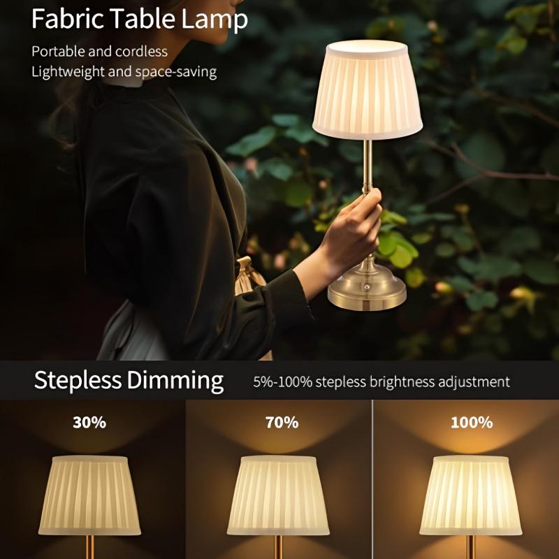 Nordic Minimalist Rechargeable Fabric Table Lamp - Retro High-End Bedside Night Light