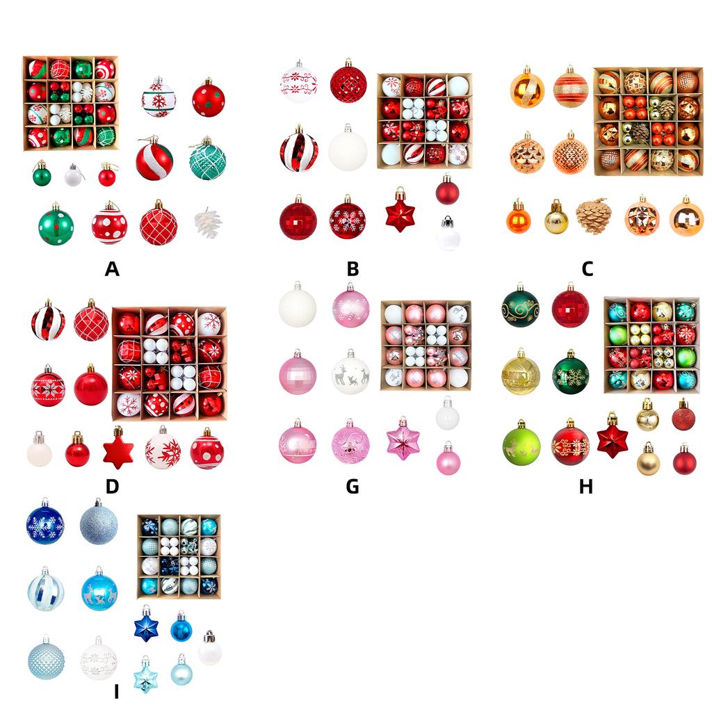 42 Stück Weihnachtskugel-Ornamente Bruchsichere Weihnachtskugeln Hängezubehör zur Baumdekoration
