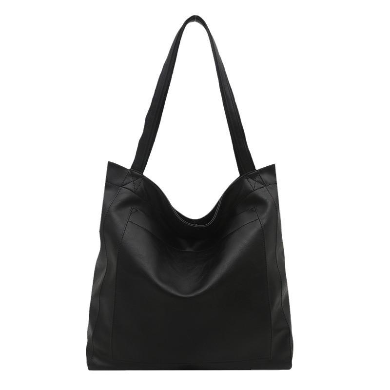 Retro Oil Wax Leather Portable Shoulder Bag Large Capacity Fashionable New Tote Bag Bag Bag with Pocket Women's Soft Leather Bag