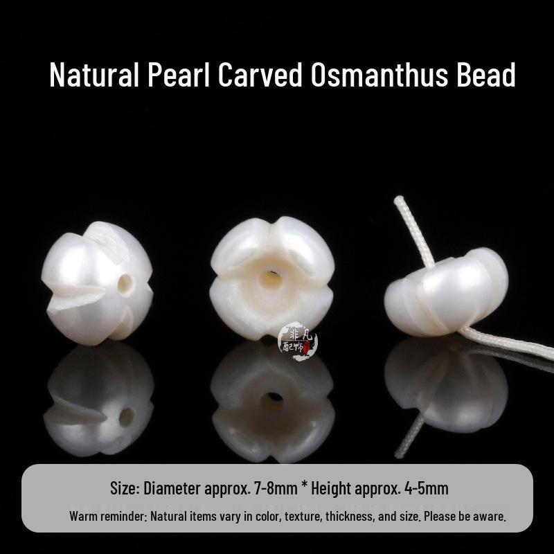 Carved Osmanthus Natural Freshwater Pearl Loose Spacer Beads for DIY Bracelets and Accessories.