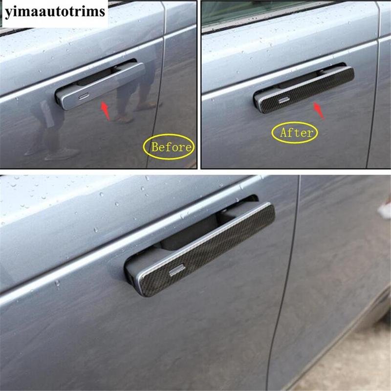 ABS Carbon Fiber Car Exterior Door Handle Grab Cover Trim Sticker Styling For Land Rover Range Rover Evoque L551  -