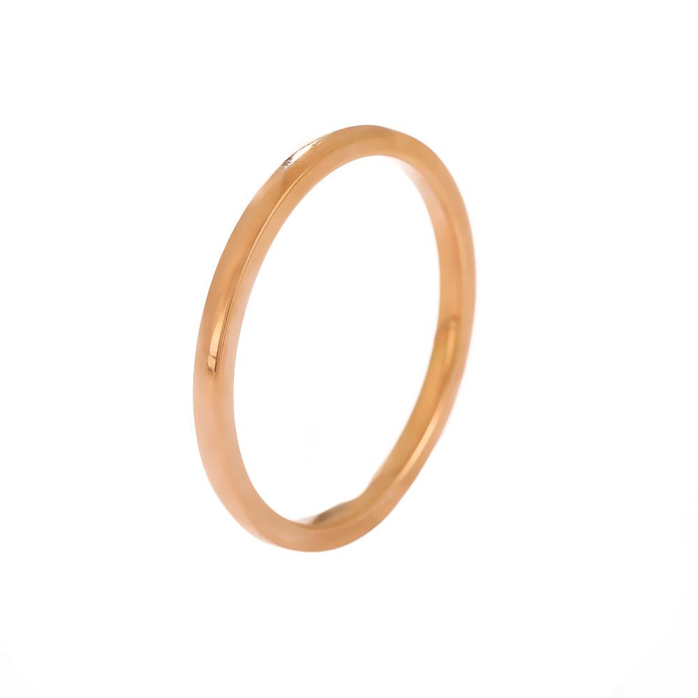 s/2mm Wide Ring Women Men Stainless Steel Black Rose Gold Color Minimalist Smooth Trendy Rings Couple Jewelry Gift