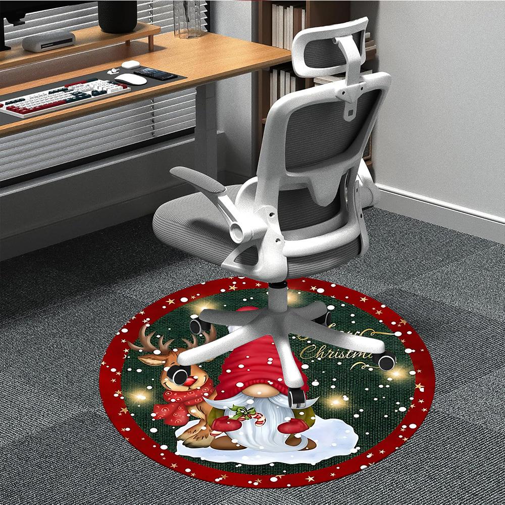 1pc Christmas Santa Chair Carpet for Office, Round Non Slip Durable Large Size Office Carpet, Suitable for Office