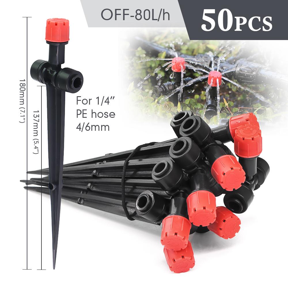 1/4″ 8-hole Sprinkler with Stake 360° Adjustable Dripper Quick Connect Garden Irrigation Pot Plants Agriculture Watering Fitting