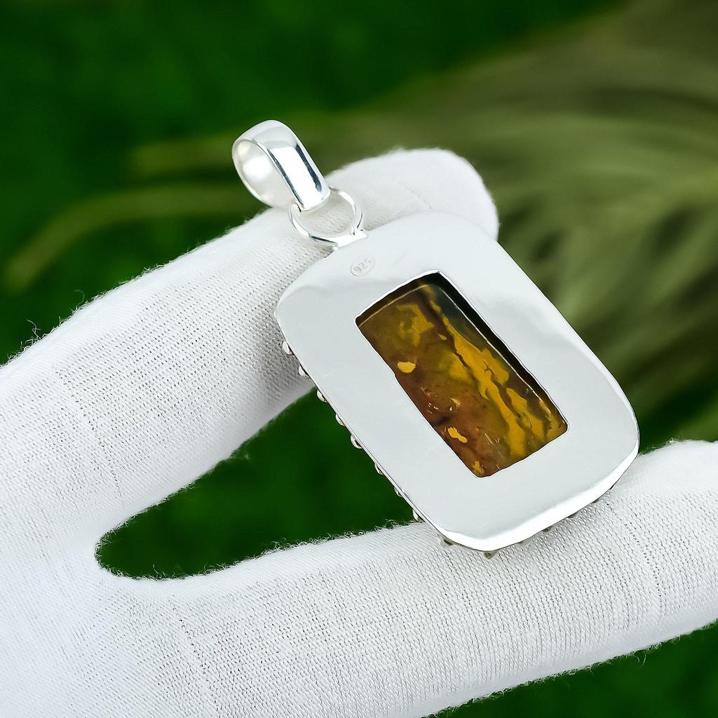 Wurzelchakra Blutstein Edelstein 925 Sterlingsilber Fassung Handgefertigter Anhänger