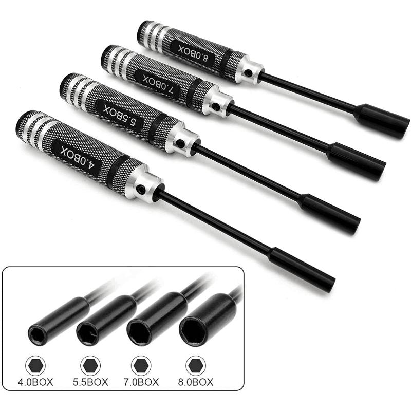4Pcs Nut Driver Set RC Tool Set Hex Nut Driver for RC Vehicle RC Helicopters FPV Drones Cameras Appliances Repair 4mm 5.5mm 8mm 7mm Nut Driver