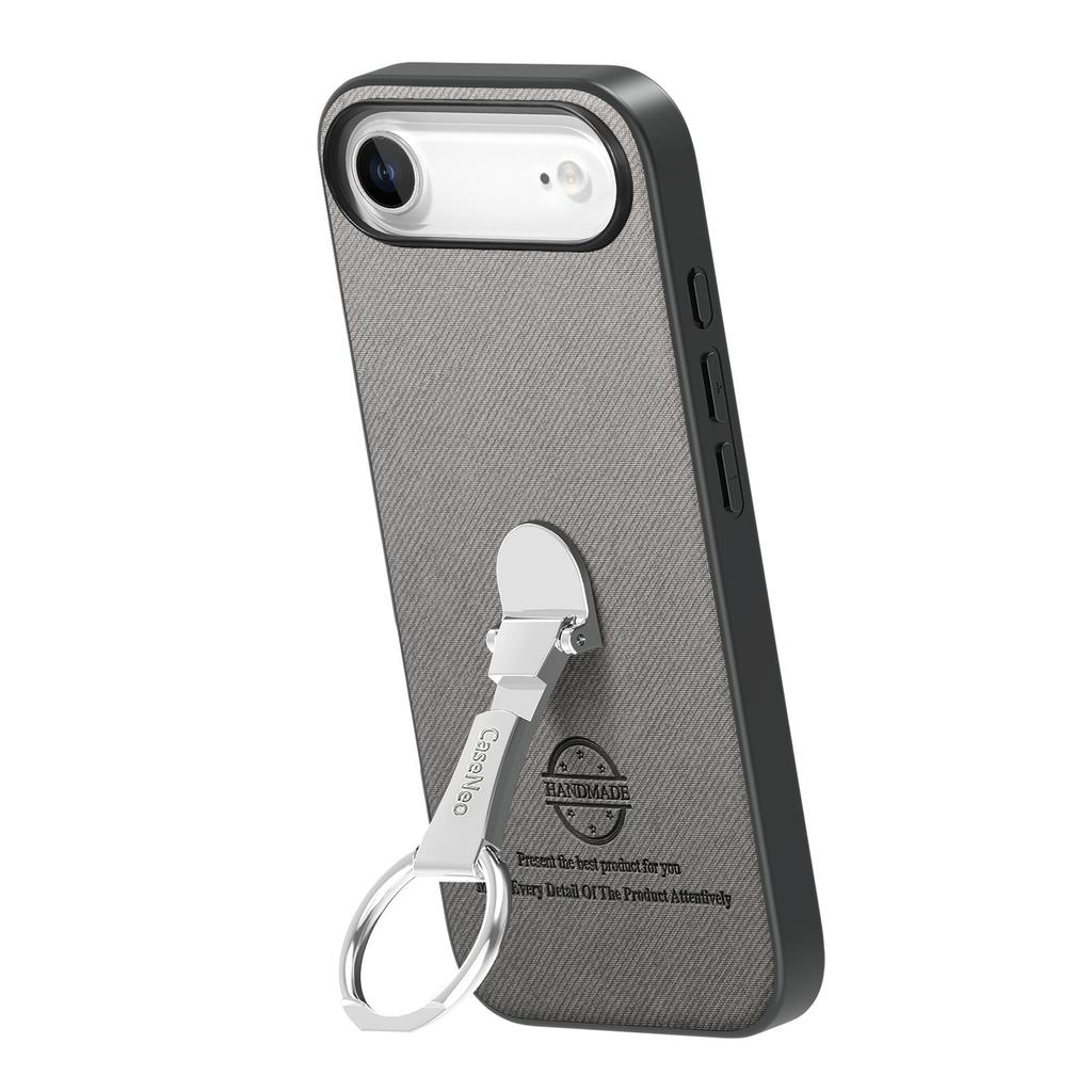 For iPhone 17 Air Case Folding Kickstand Twill Texture Leather Back Cover