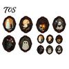 Decorative Magnetic Photo Holders Halloween Wooden Refrigerator Magnets, Vintage Gothic Oval Frame Fridge Magnets with Witch Ghost Decors Castle Art,