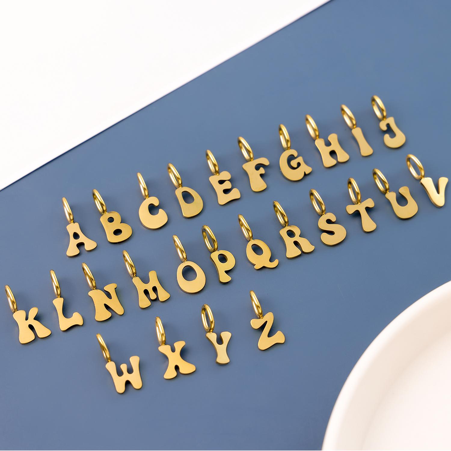 

CARLIDANA Dainty 14k Gold Color Initial Charm Pendant Letter Charm Minimalist Stainless Steel Alphabet Letter DIY Jewelry