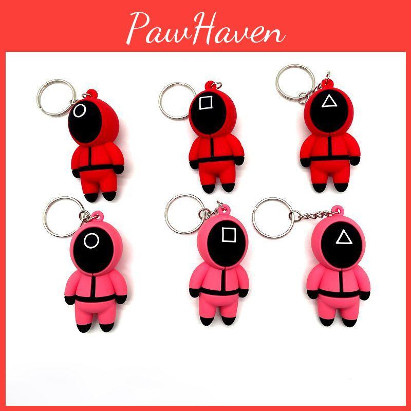 Stylish Squid Game Keychain Red Guard Staff Worker Figure Pendant For Fans