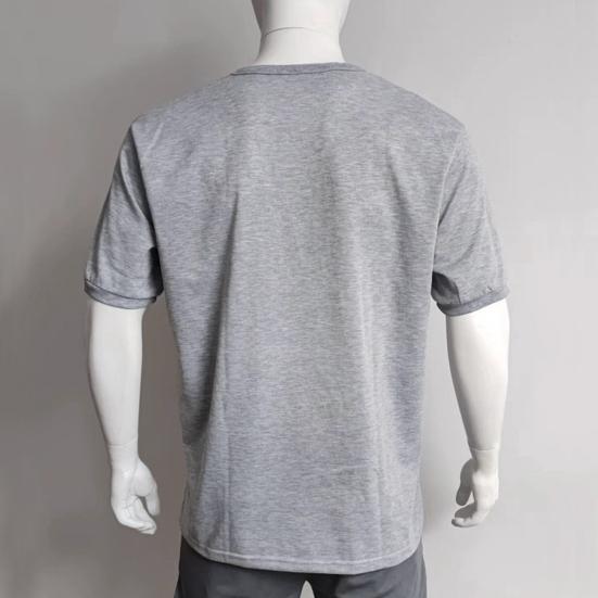 Men Button Crewneck T-Shirt Solid Color Short Sleeve Summer Shirt Casual Tee Shirt for Gym Workout Street Beach Wear