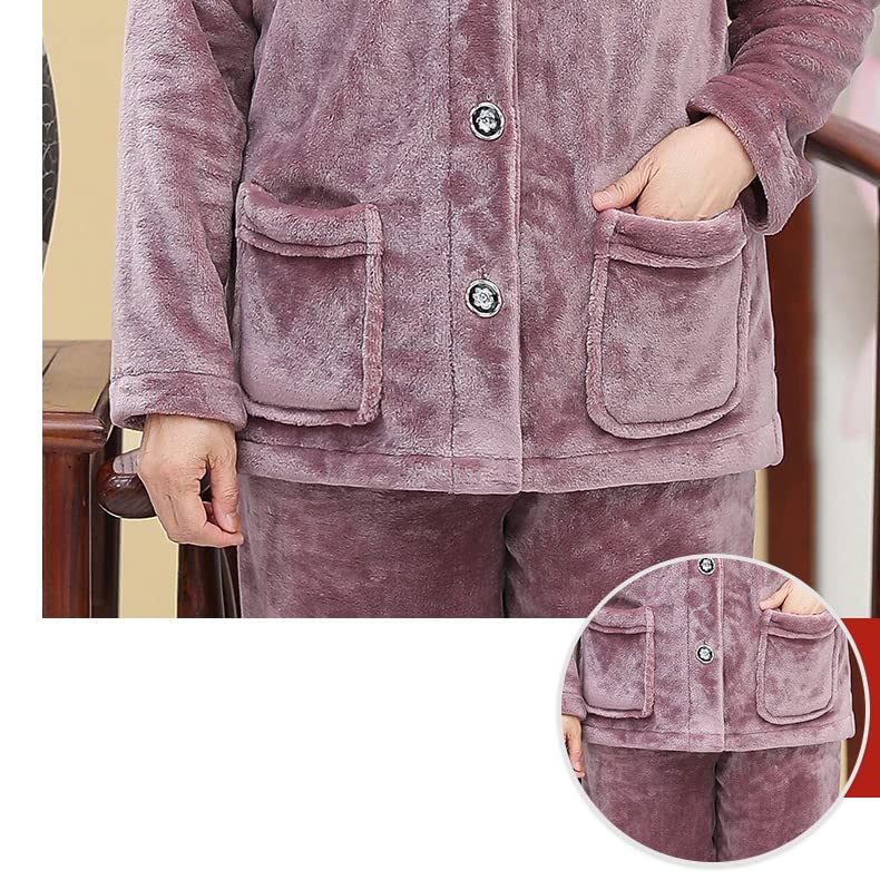 MTKCNTL Winter Loungewear Fluffy and Plus Size for Micro Wearable Christmas Gift for Seniors Women's Pajamas, Fleece-Lined Set, Seniors, Open-Front