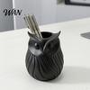 Student Desk Organizer 3D Printed Owl Pen Holder, 2 in 1 Flower Vase Multifunctional Container Organizer, Cute Plastic Makeup Brush Home Office Decor
