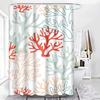 Shower Curtain Pattern Red Pink and Mint Corals Tropical Reef Nautical Waterproof Polyester Fabric 72 X 72 Inches Set with Hooks
