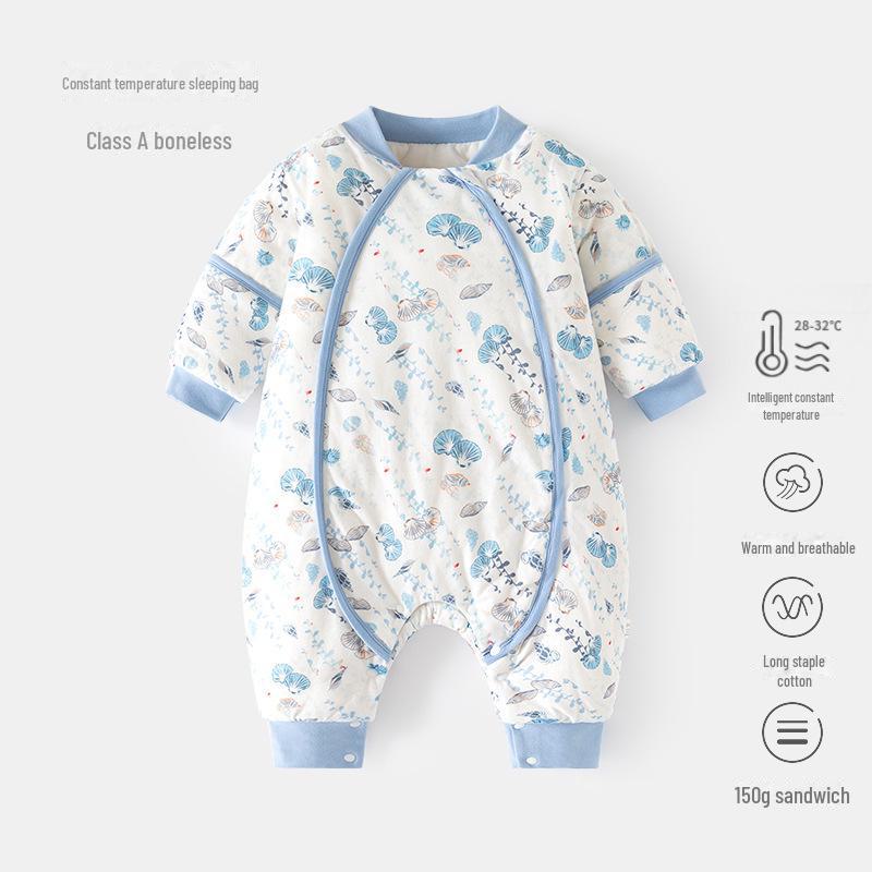 Newborn Anti-Kick Split Leg Sleeping Bag - Thick, Padded, and Zippered for Autumn and Winter