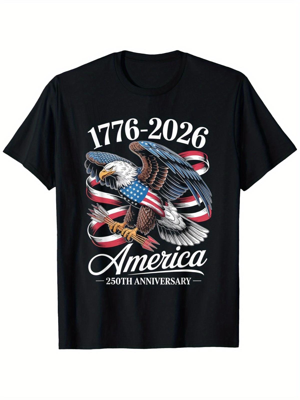 USA 250th Anniversary 1776-2026 Eagle Flag Patriotic July 4th T-Shirt S