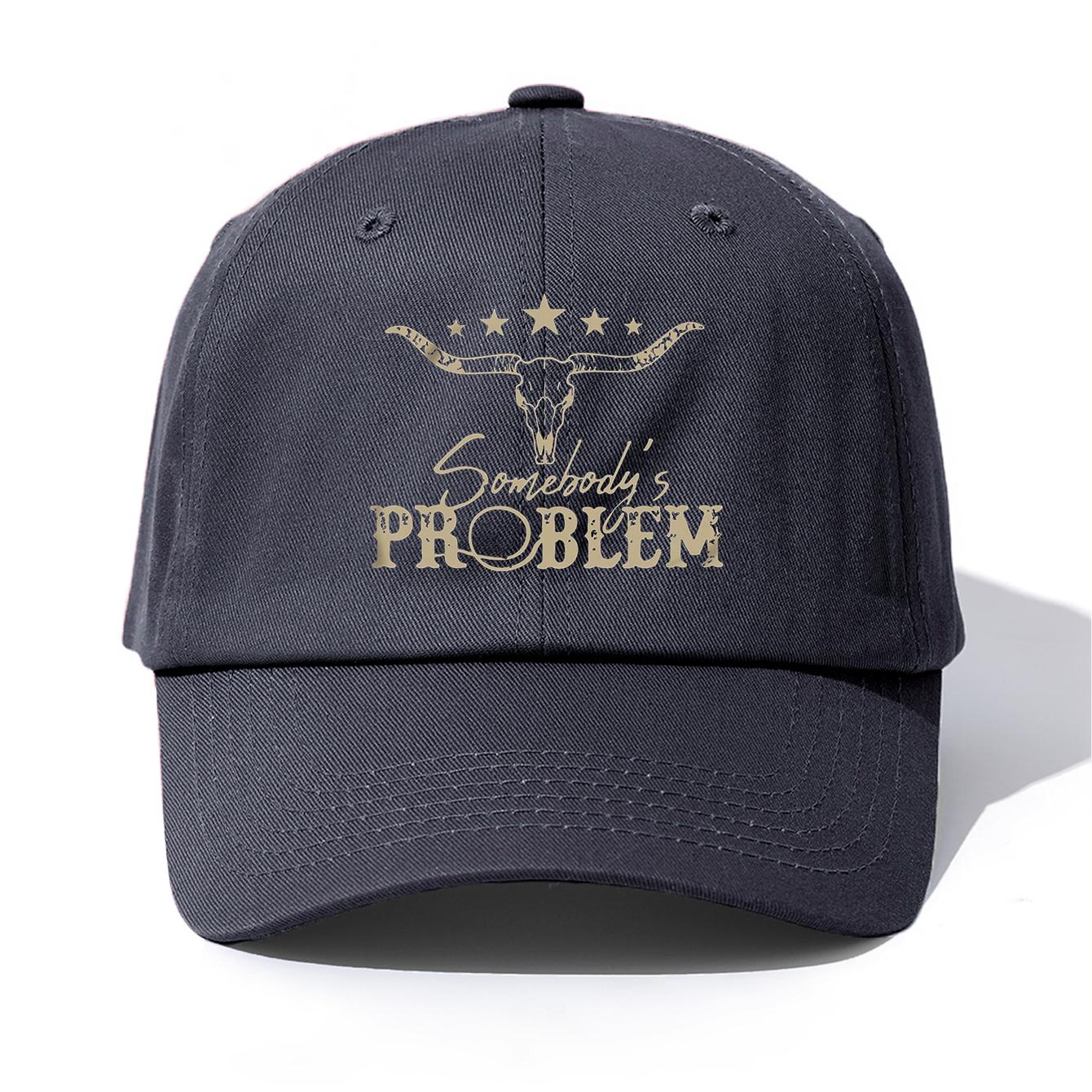 

1pc SOMEBODY S PROBLEM Print Baseball Cap for Adults, Minimalist Retro Style Casual Soft Adjustable Dad Hat, Perfect As Gift серый